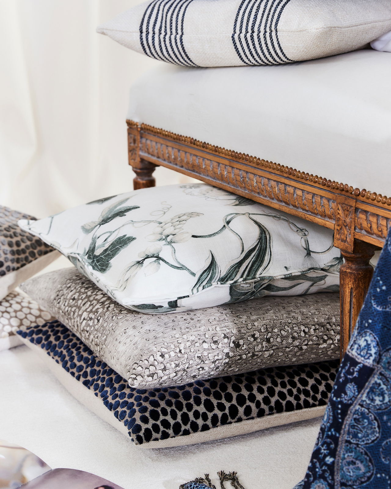 Dotty Cushion Cover Blue/Beige