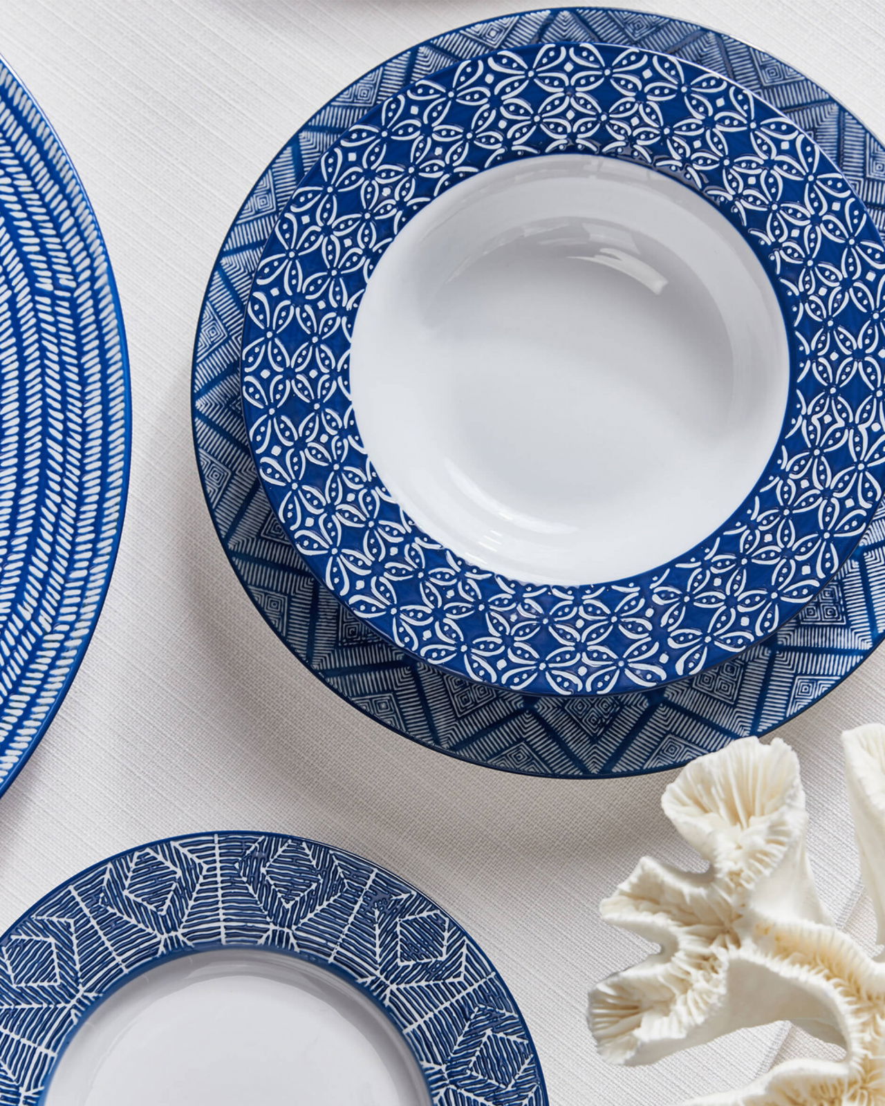 Capri Azzurra djupa tallrikar blå/vit 6-pack