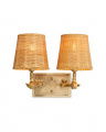 Wentworth double wall lamp brass/rattan