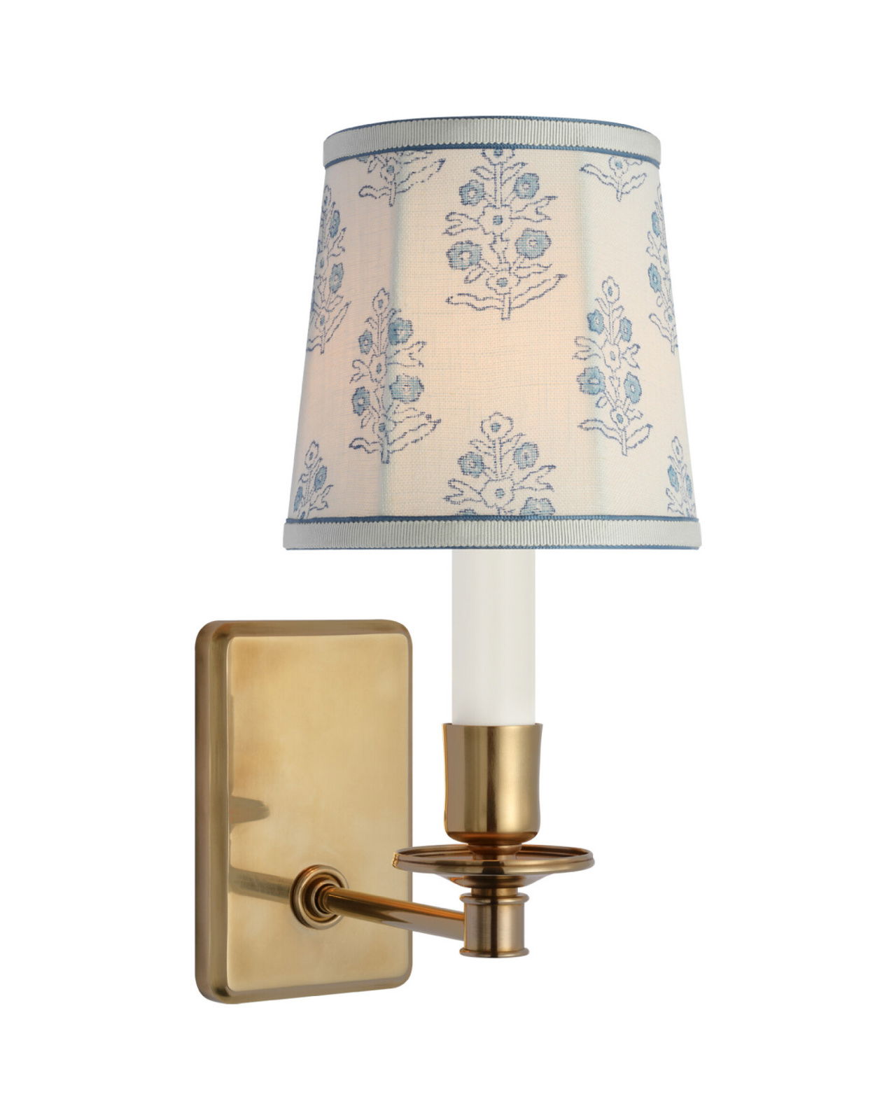 Tara 12" Sconce Antique Brass/Blue Aditi Soft Empire Shade