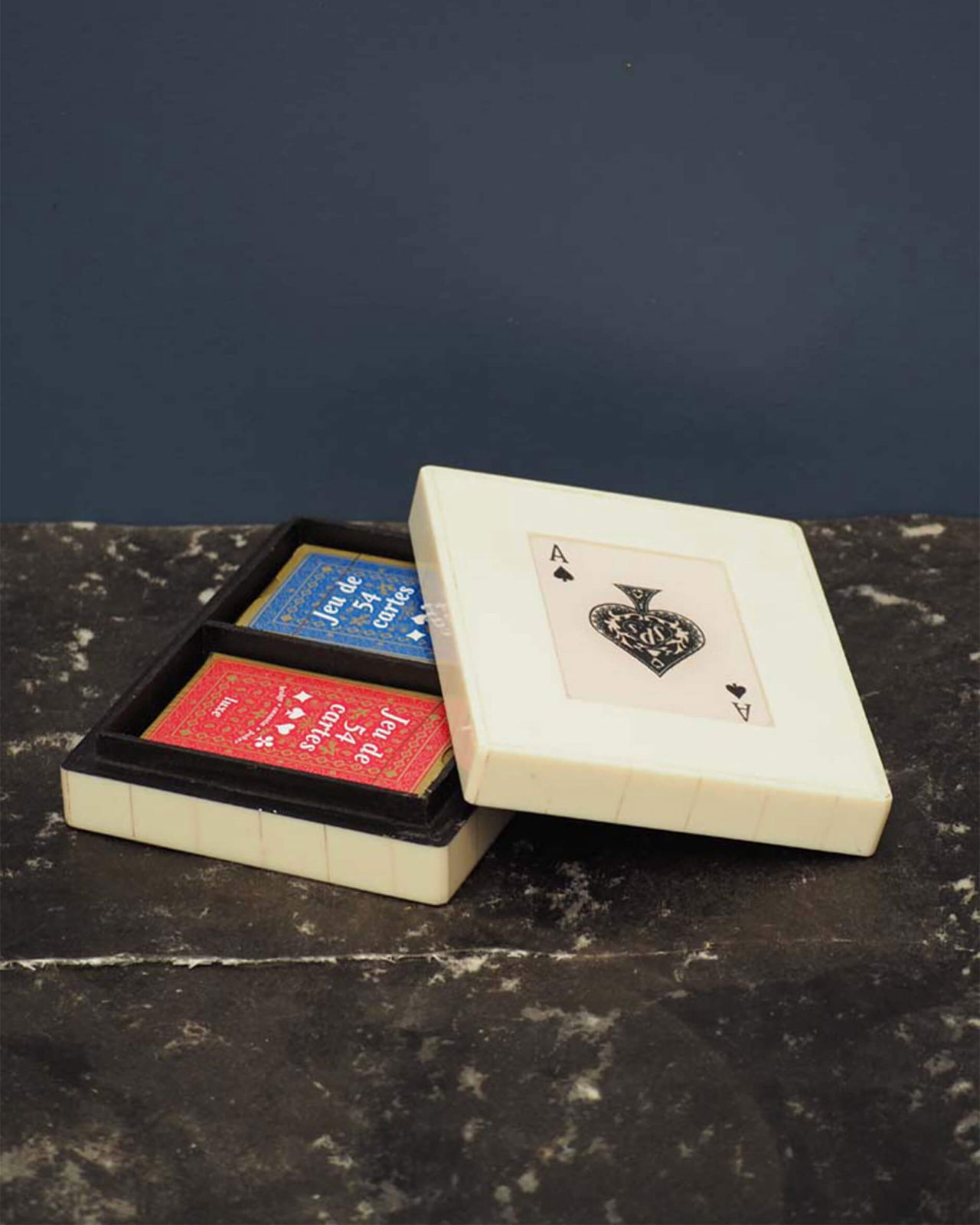 Box playing cards white