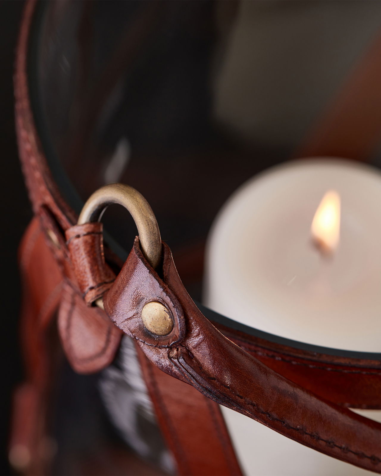 Kensington glaslykta läder