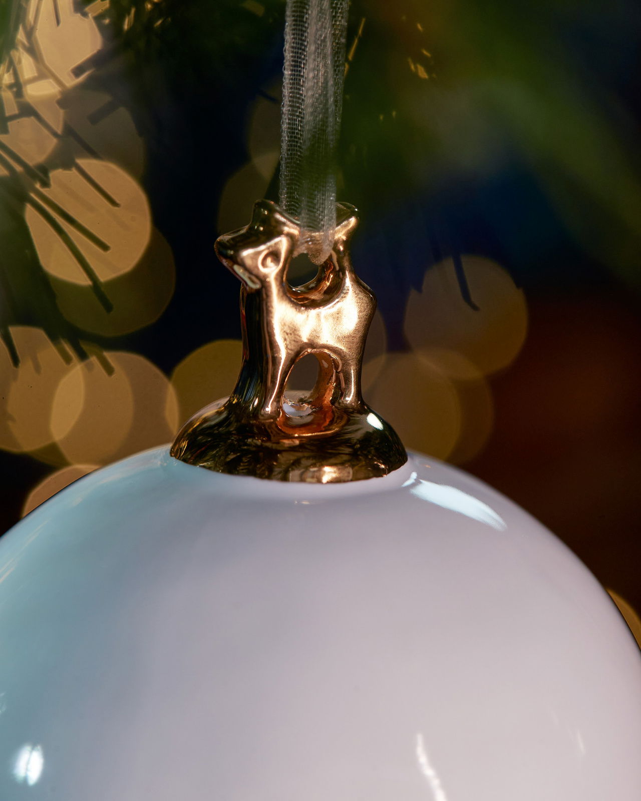 Golden Merry Bauble White/Gold 8,5cm