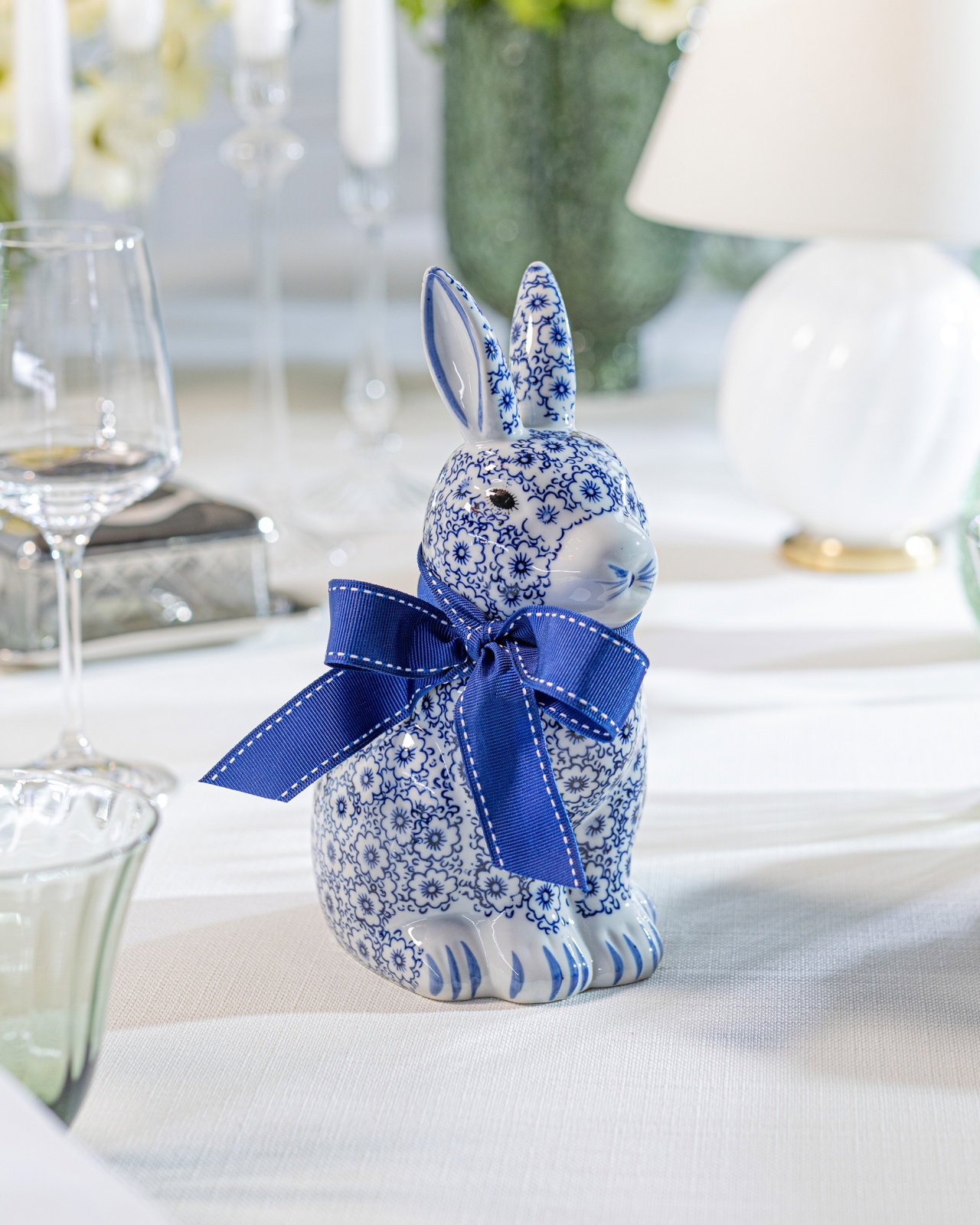 Estelle decoratiekonijn blauw/wit