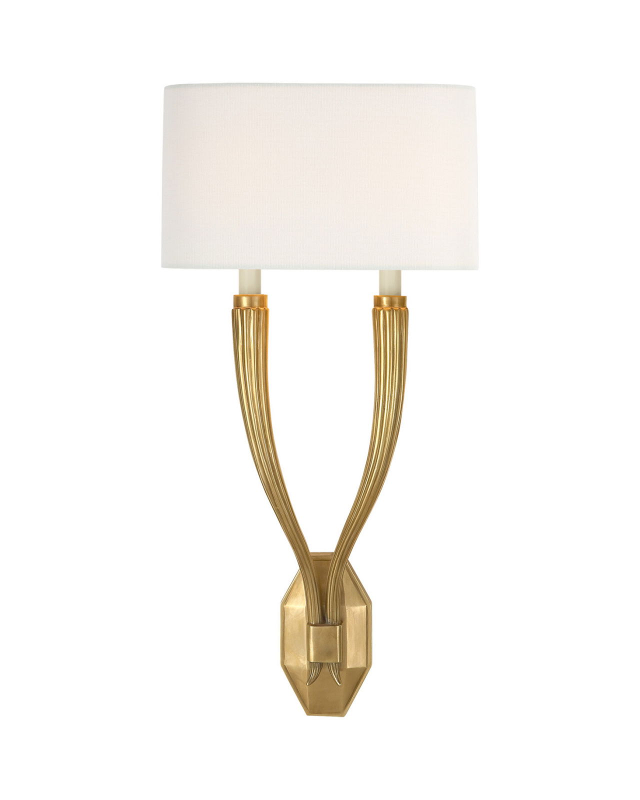 Ruhlmann Double Sconce Antique Brass/Linen
