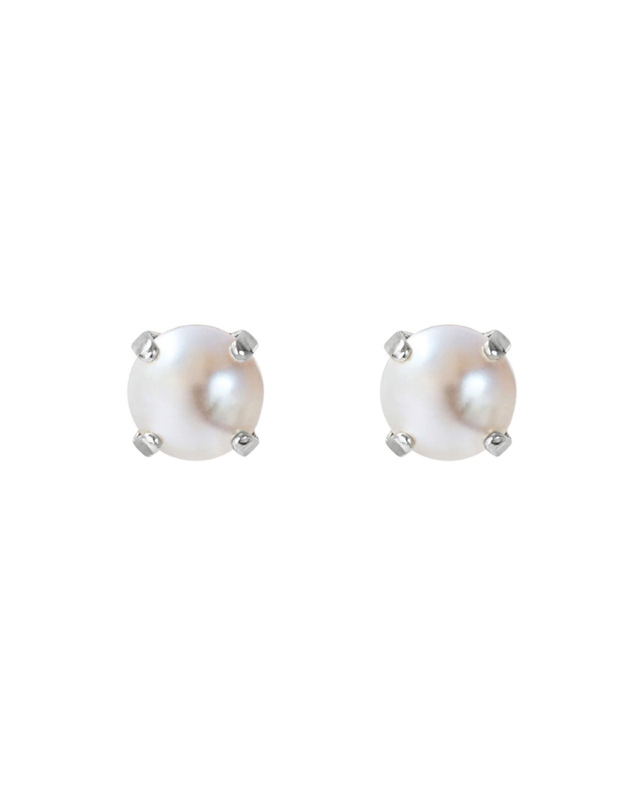 Classic Stud Earrings Pearl Rhodium