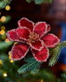 Maisie Flower Christmas Decoration Burgundy 3-pack