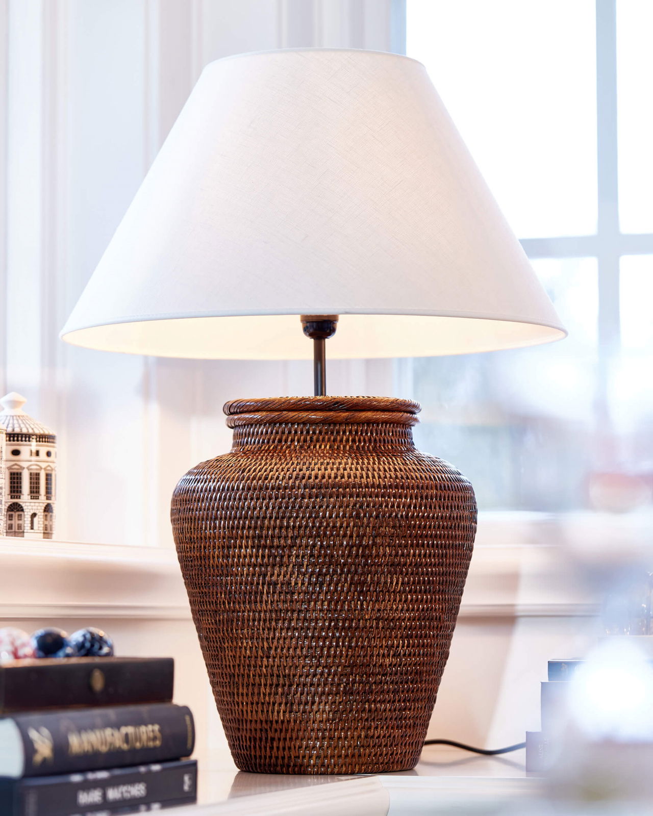 Cognac bordslampa rotting S