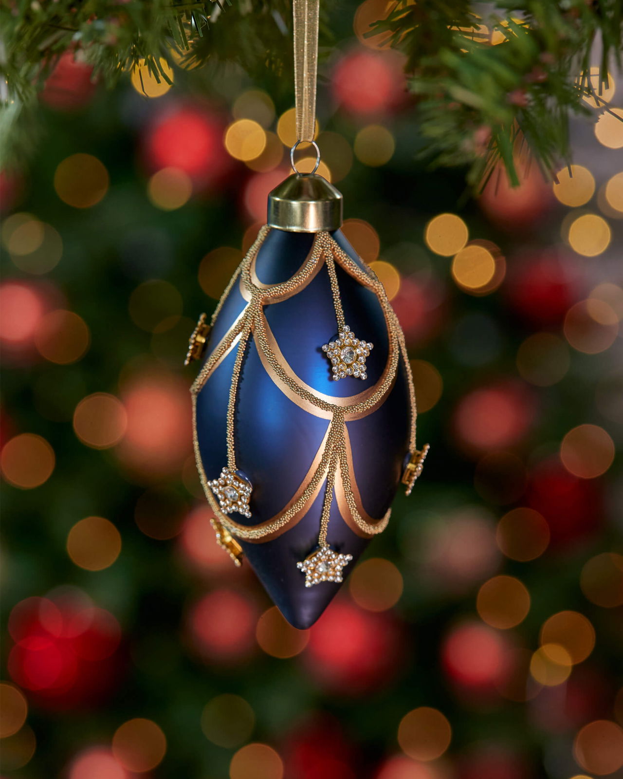 Astra Drop kerstbal blauw/goud