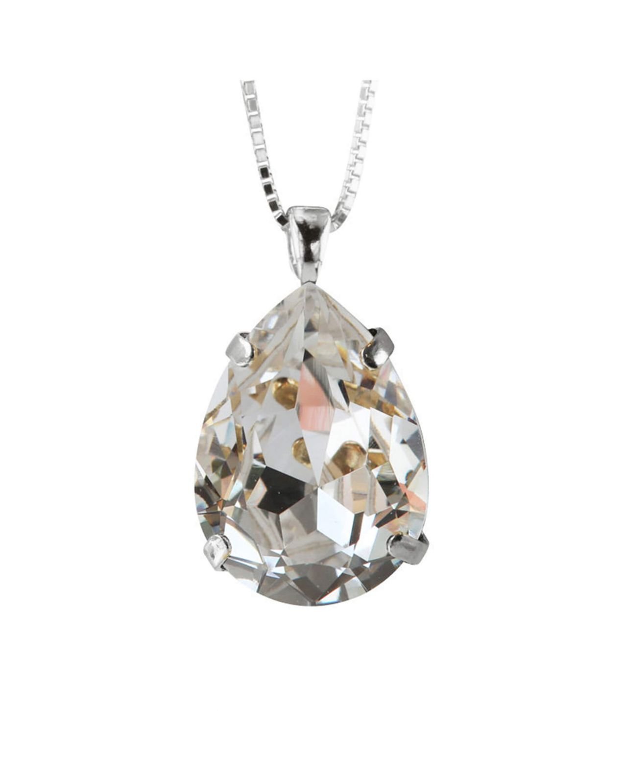 Classic Drop Necklace Crystal Rhodium
