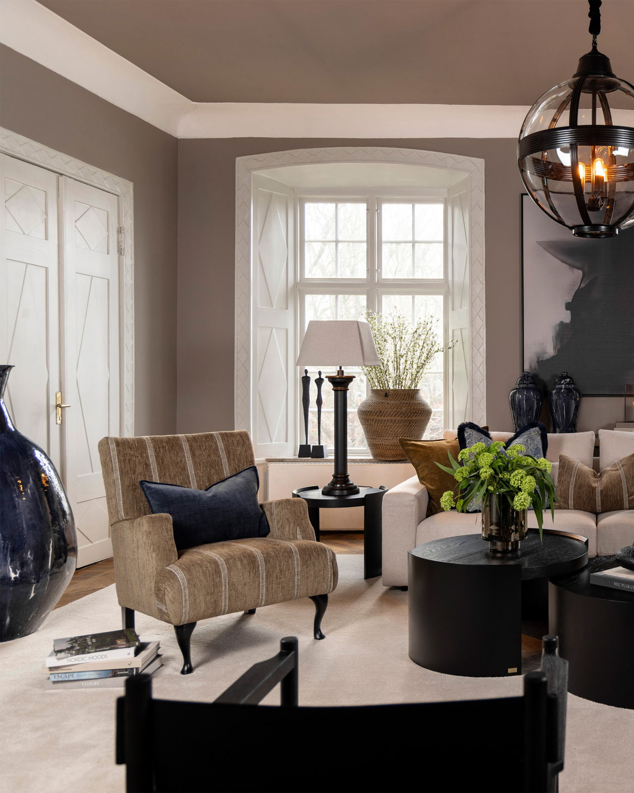 Langford fauteuil serena stripe chestnut