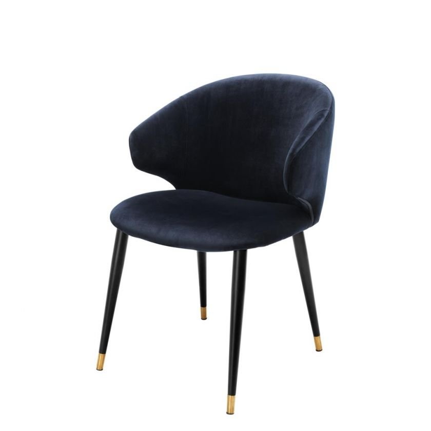 Volante dining chair velvet savona midnight blue