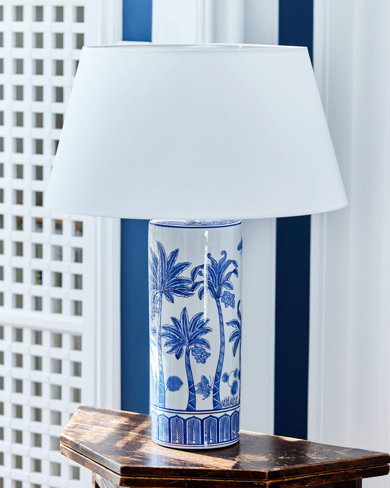 Margon bordlampe blå/hvid
