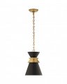 Alborg Small Stacked Pendant Antique- Burnished Brass/Black Shade