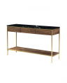 Erin console table brass walnut