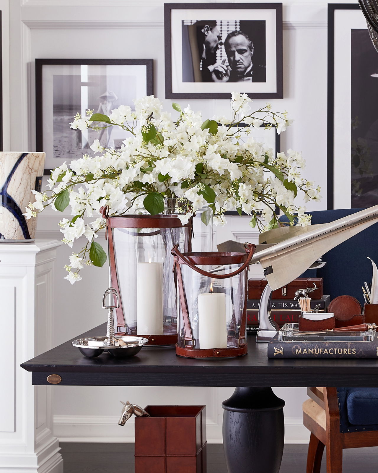 Kensington glaslykta läder