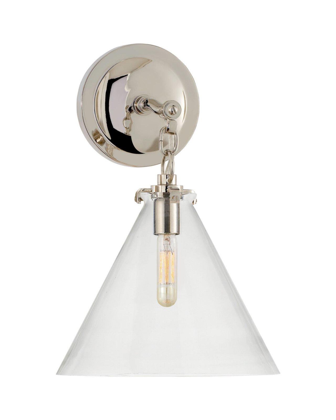 Katie Conical Sconce Polished Nickel/Clear Small