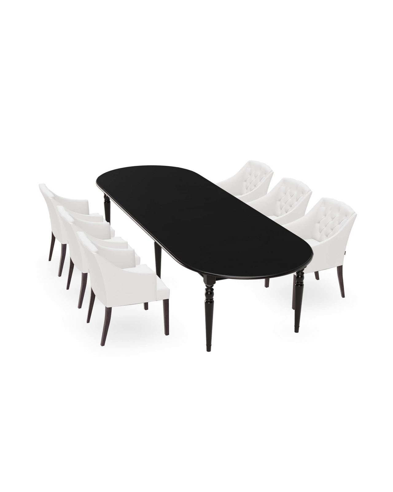 Osterville spisebord modern black med Delano spisestol off-white