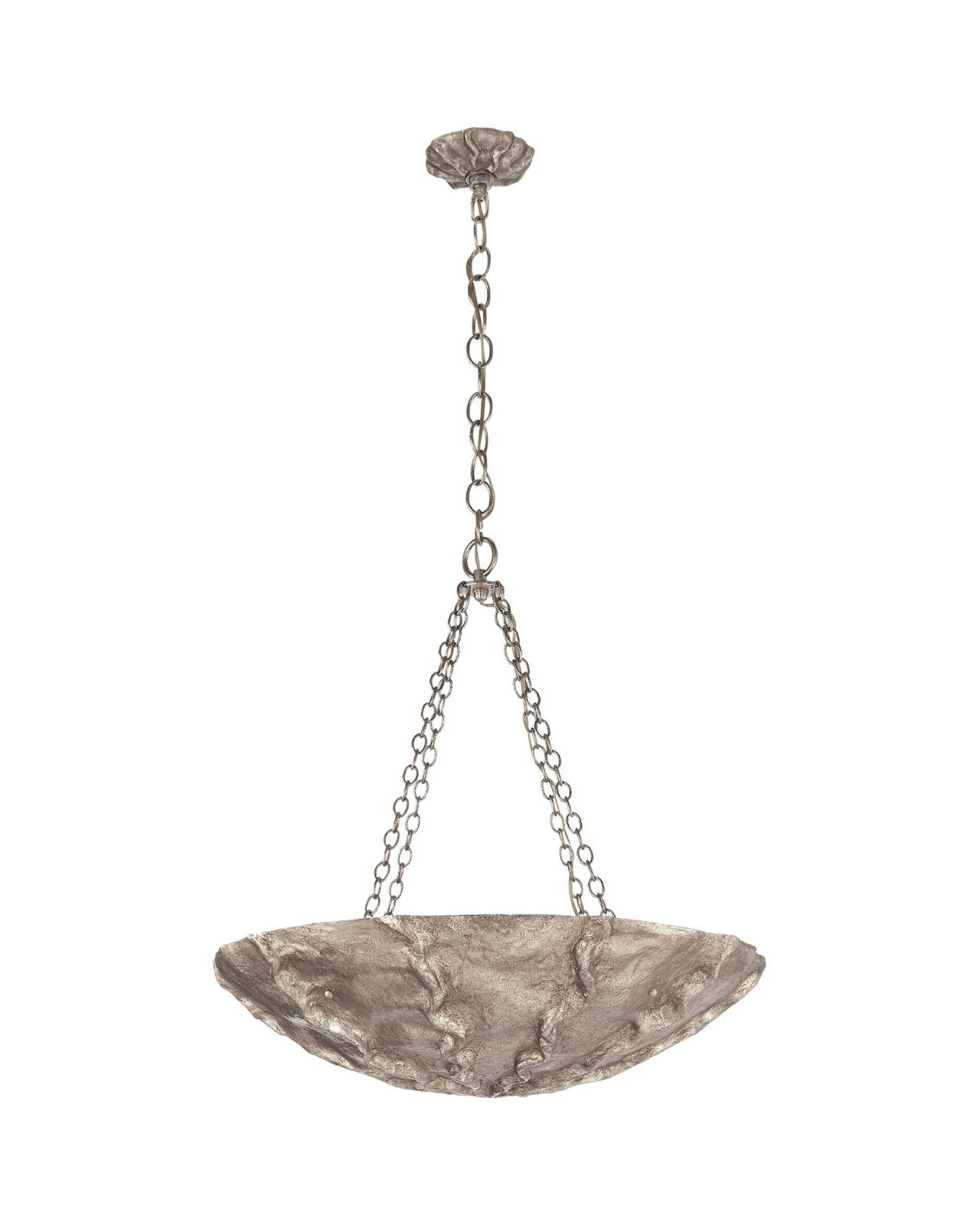 Benit Medium Sculpted Pendant Burnished Silver Leaf