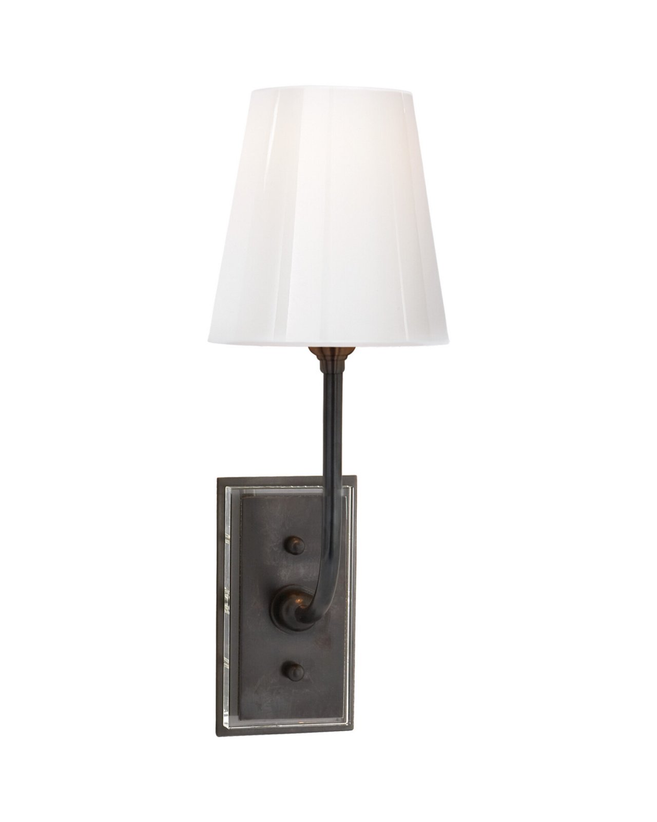 Hulton Sconce Bronze with Crystal Backplate and White Glass Shade