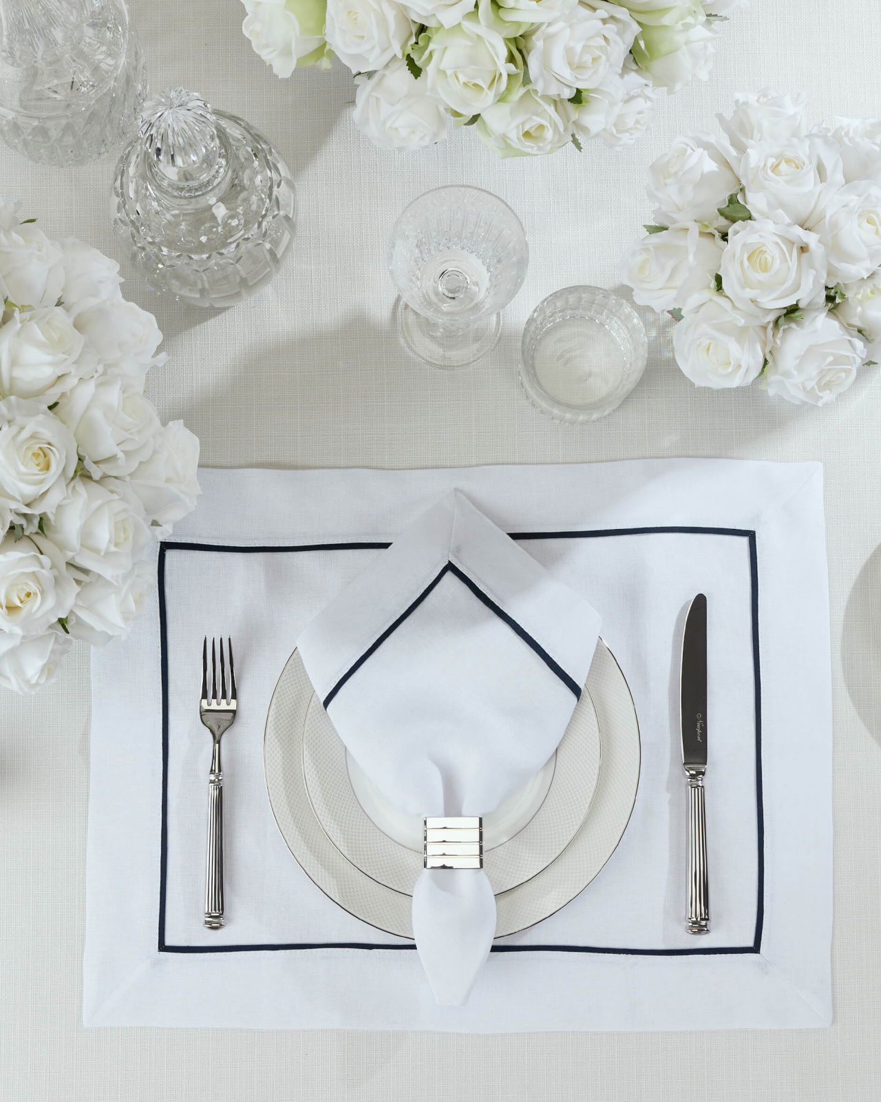 Avenue servett vit/blå