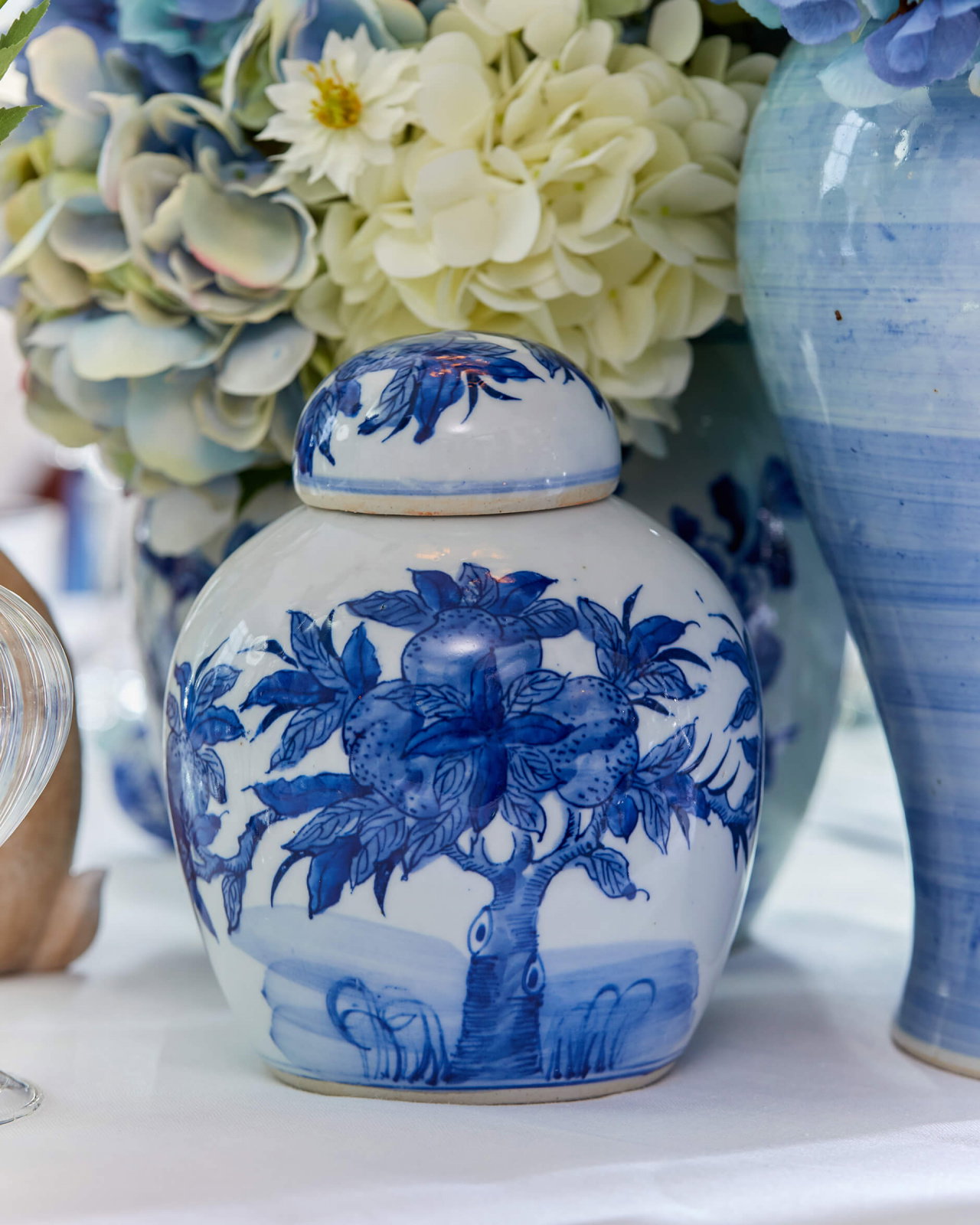 Naomi gemberpot blauw/wit