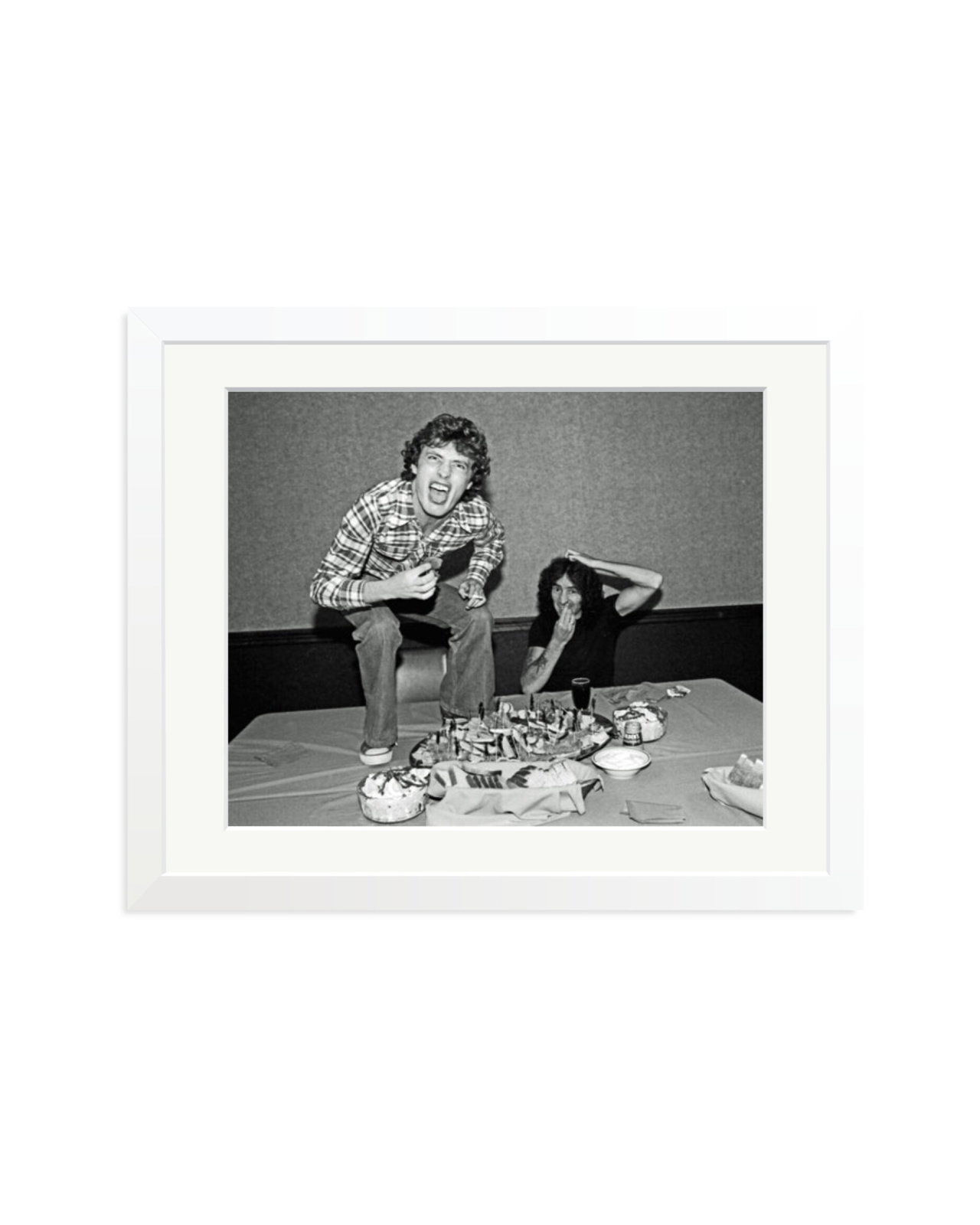 Angus Young and Bon Scott at Lunch, 1977 White / Medium