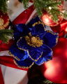 Mathilde bloem kerstdecoratie blauw