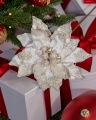 Poinsettia Decorative Branch White