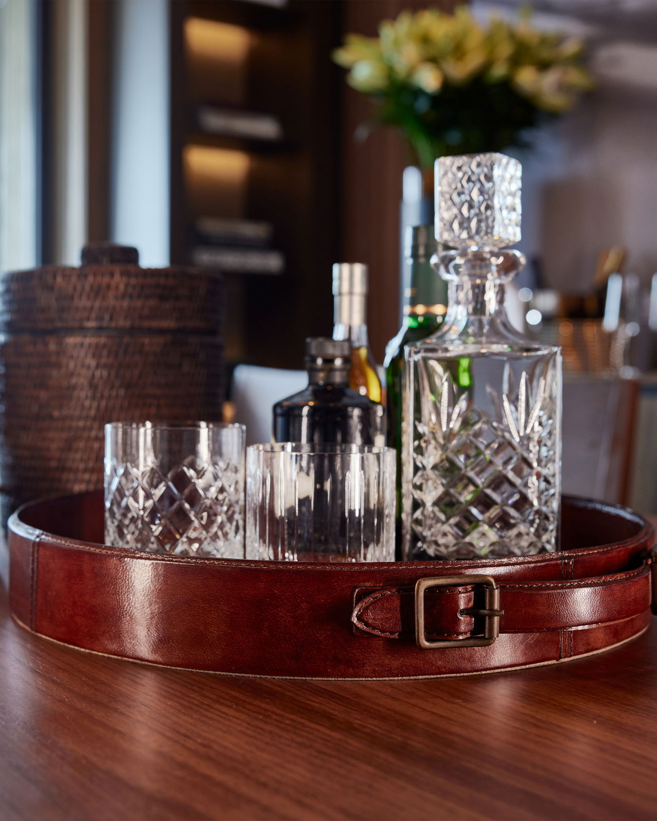 Kensington bricka rund läder