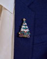 Rufus Christmas Tree Brooch Red