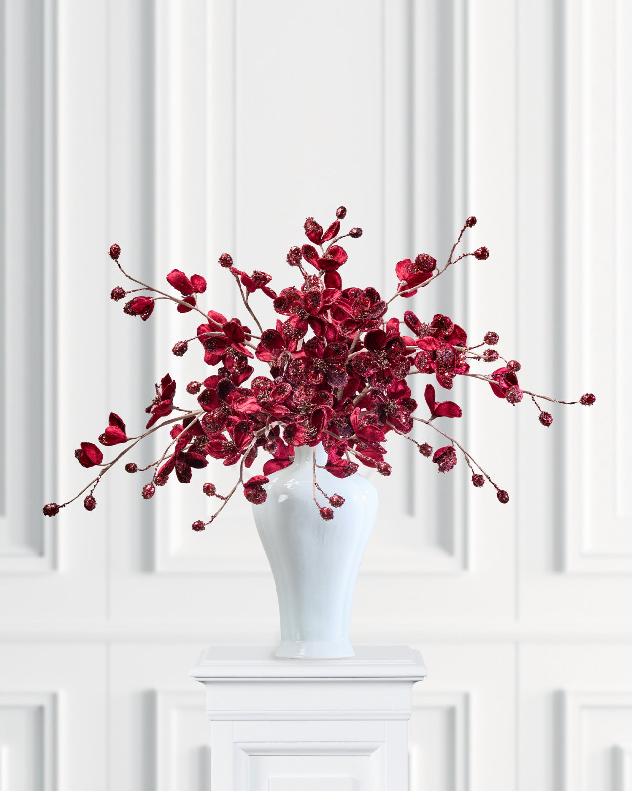 Magnolia Blossom dekorationskvist vinröd