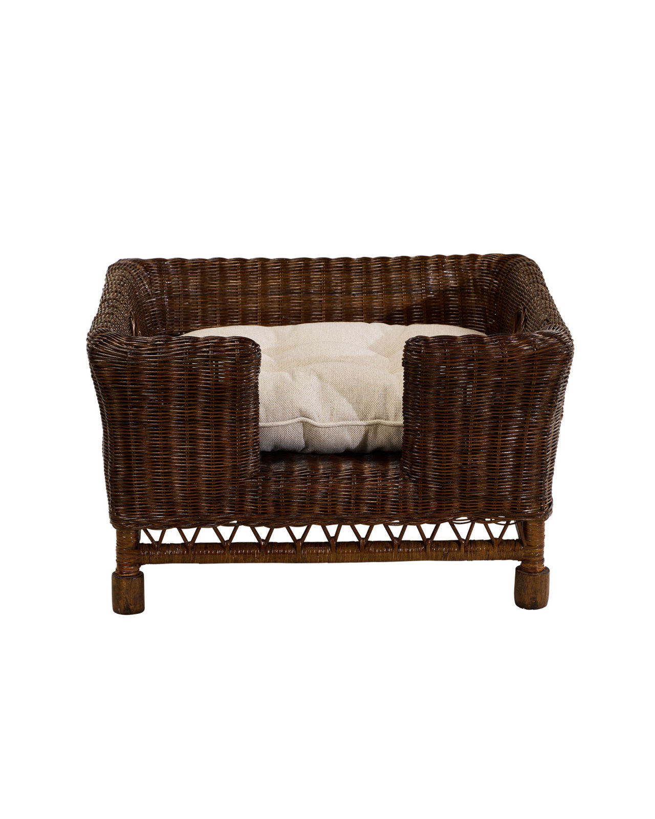 Cognac Hundebett Rattan