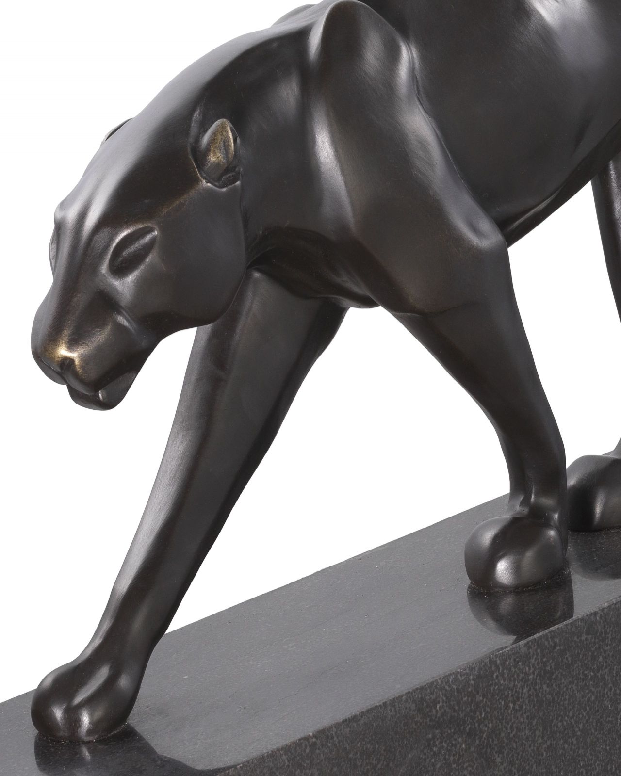 Panther bronze on marble base