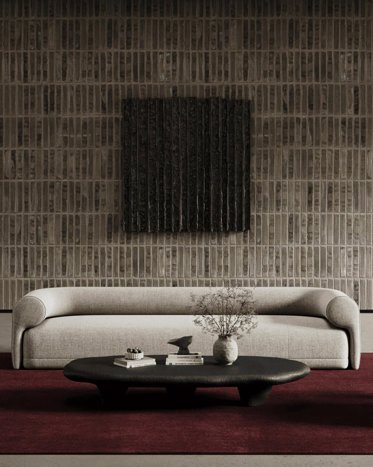 Solid vloerkleed bordeaux