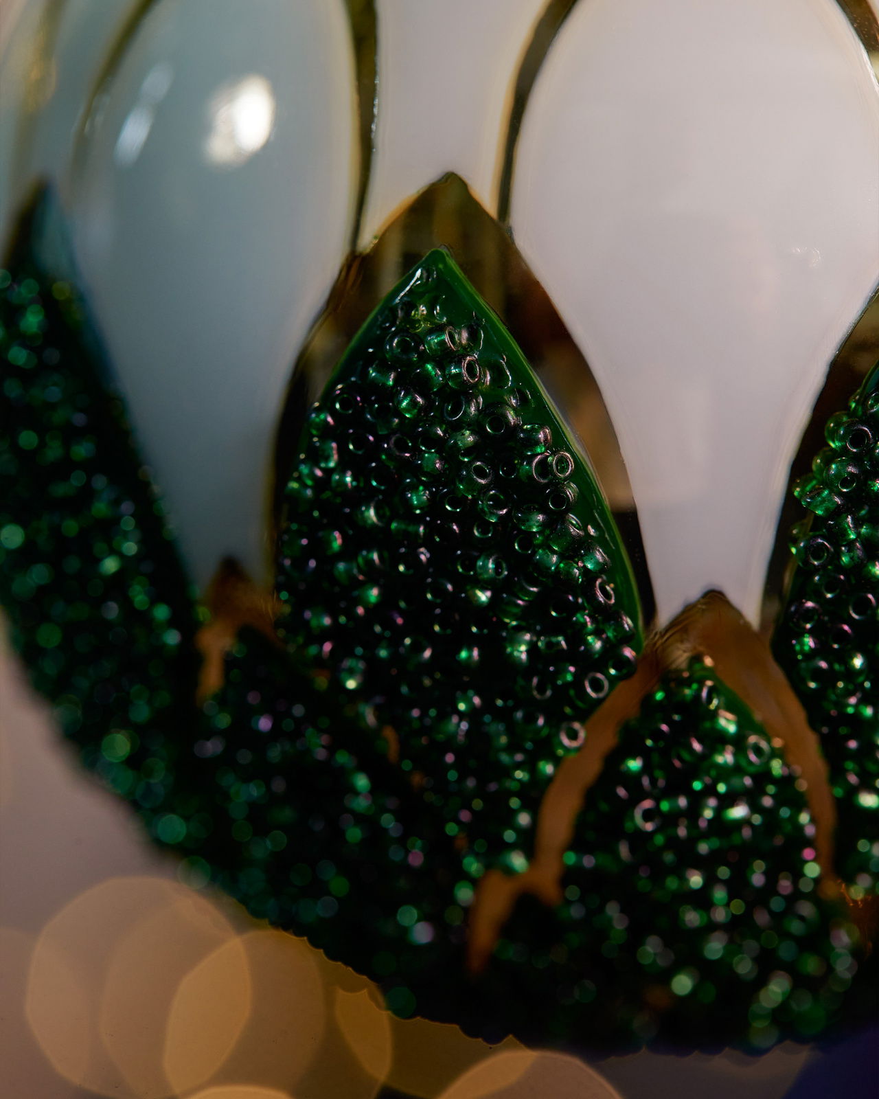 Garden Stag kerstbal groen/wit 10 cm