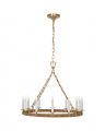Darlana Wrapped Ring Chandelier Antique-Burnished Brass/Natural Rattan M